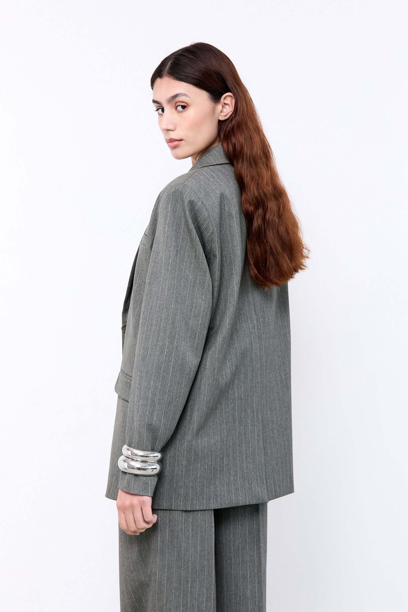 Millie Blazer - Green Pinstripes