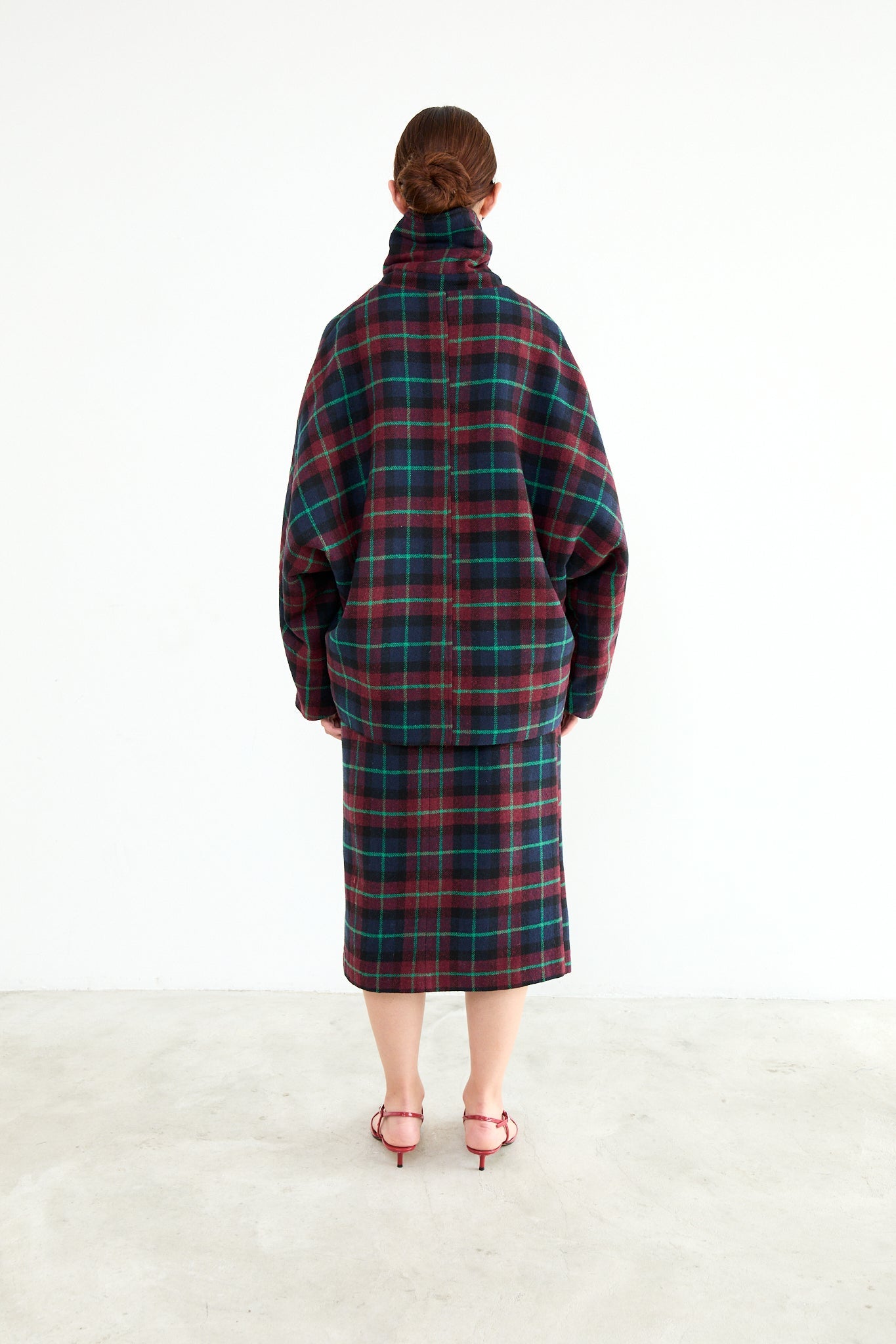 Hazel Coat - Burgundy Blue Check