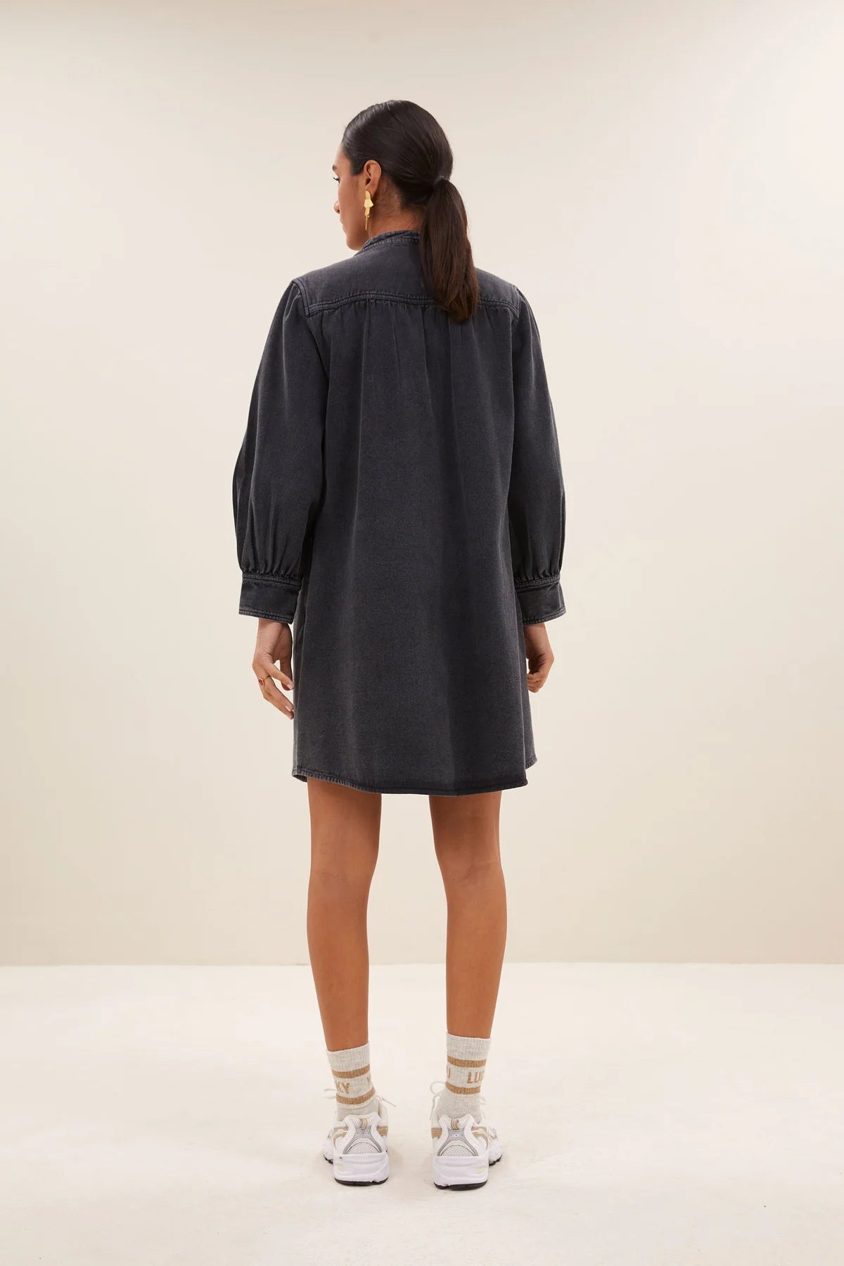 Jina Twill Dress - Jet Black
