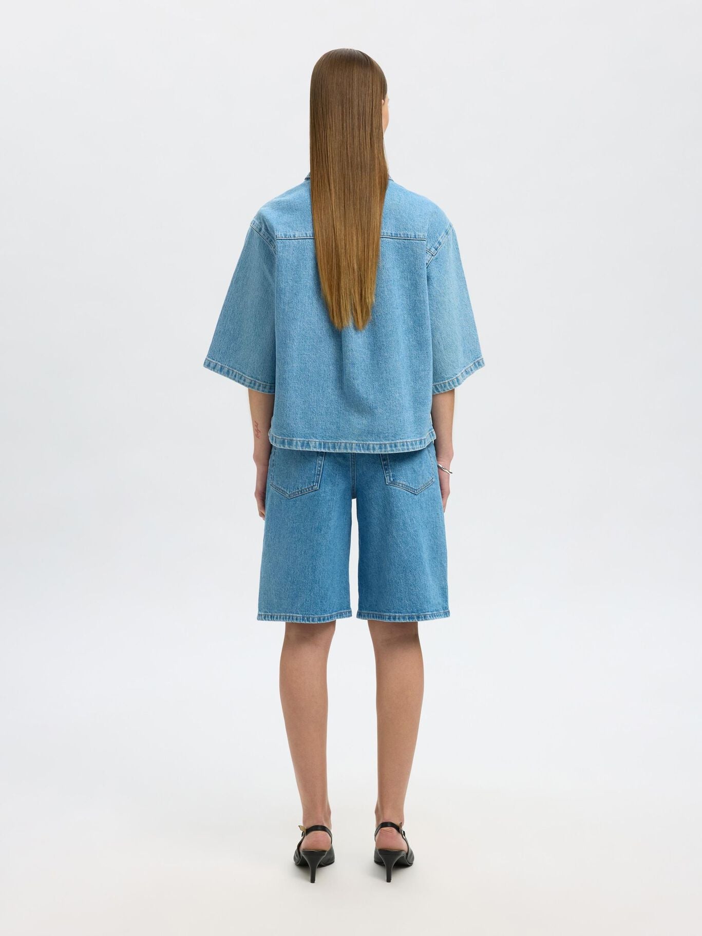 Liva Kori Polo Denim Shirt - Light Blue Denim