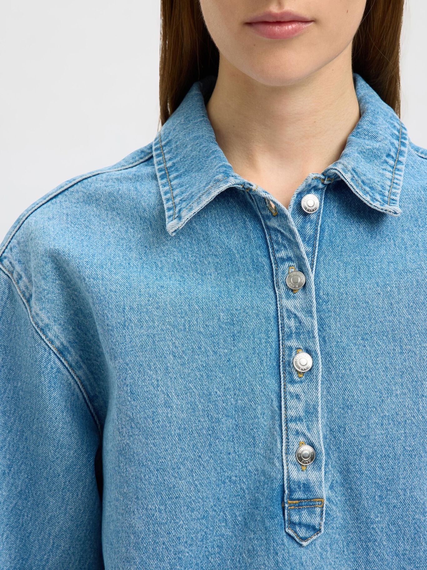 Liva Kori Polo Denim Shirt - Light Blue Denim