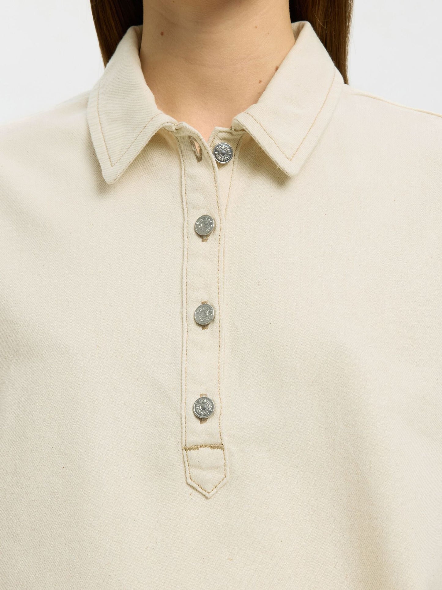 Liva - Tenna Polo Denim Shirt - Egret