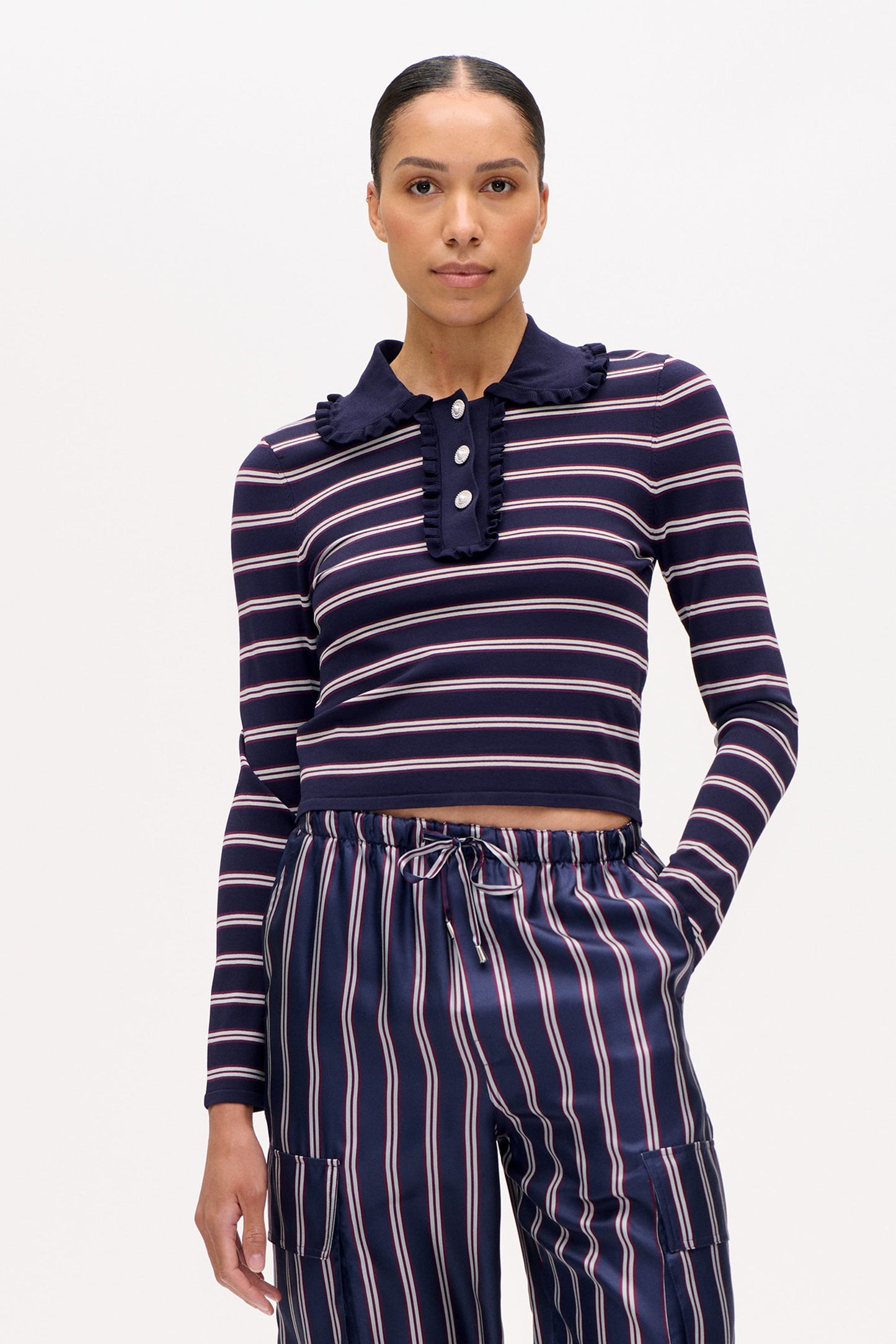 Catarin Polo - Navy Plum Stripe