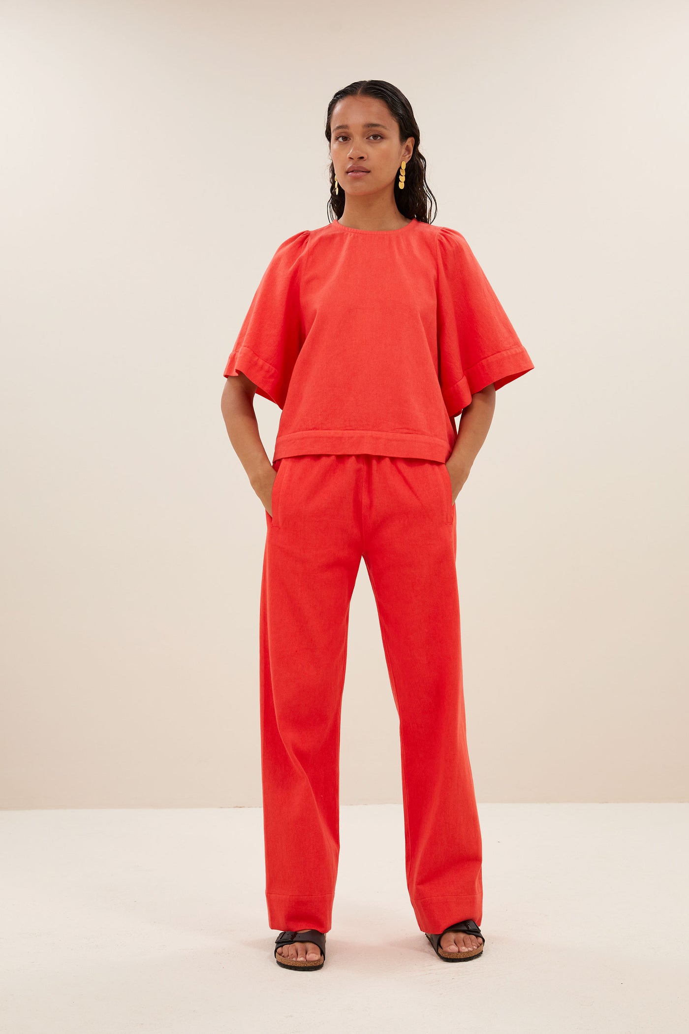 Olivia Twill Blouse - Poppy Red