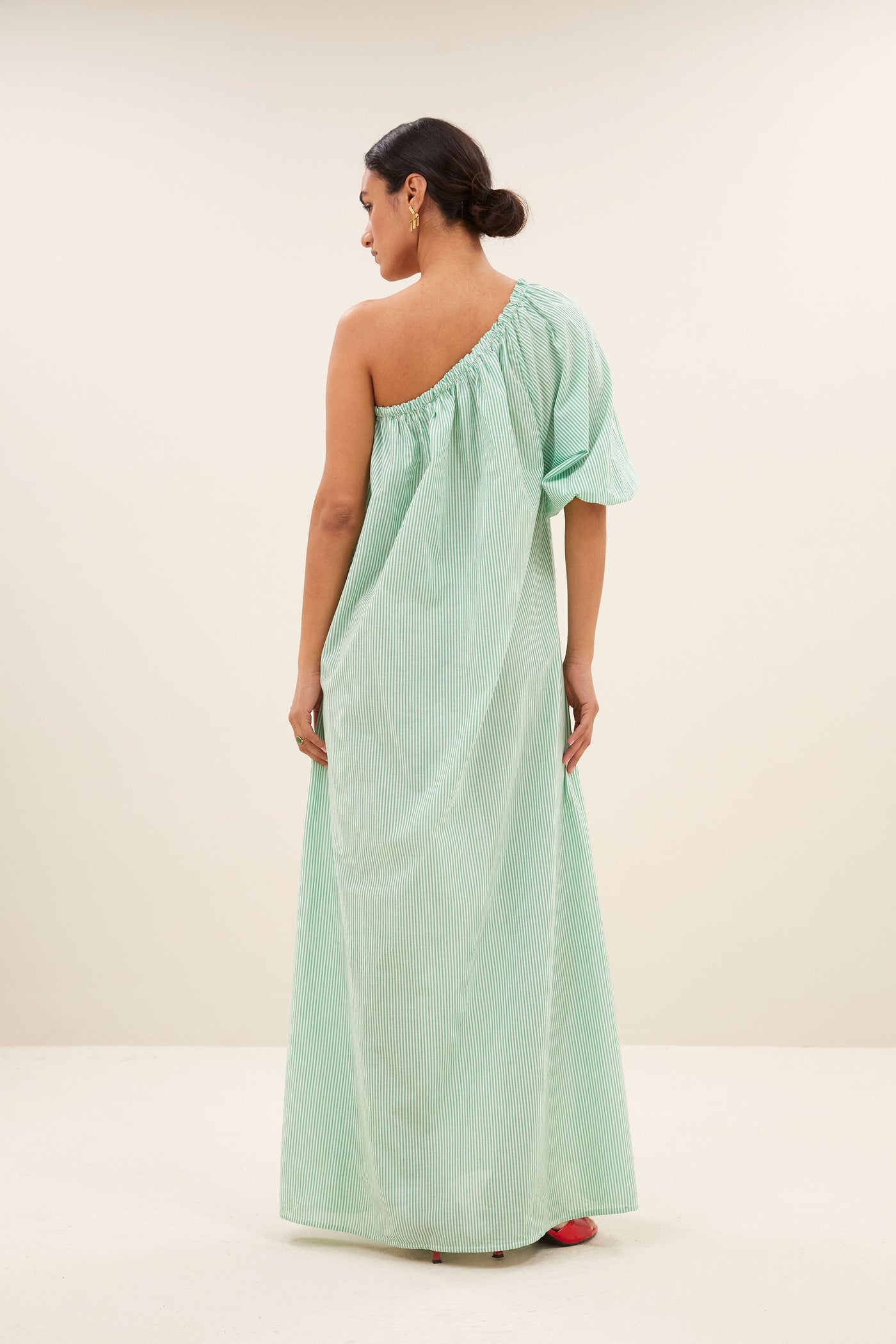 Stella Dress - Green Pin Stripe