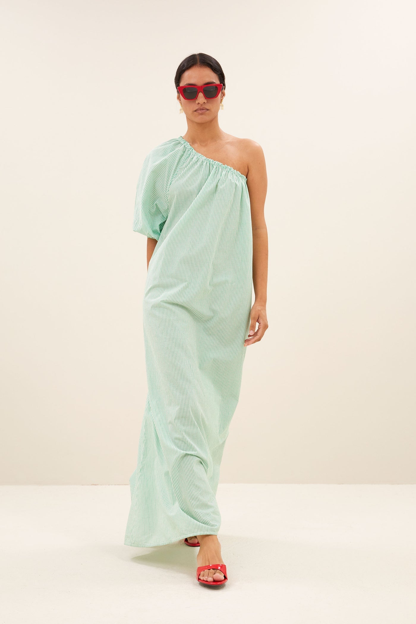 Stella Dress - Green Pin Stripe