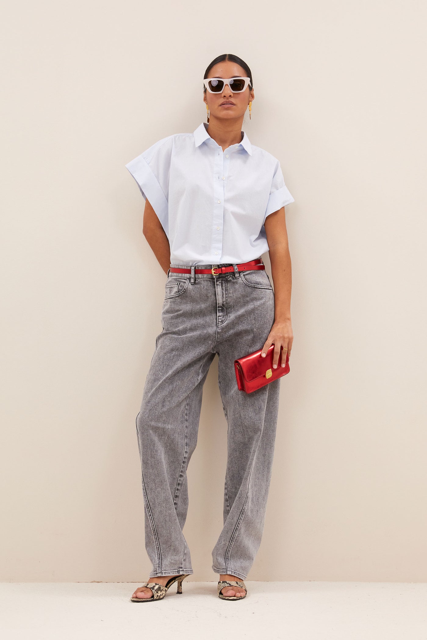 Pixie Chambray Blouse - Light Blue