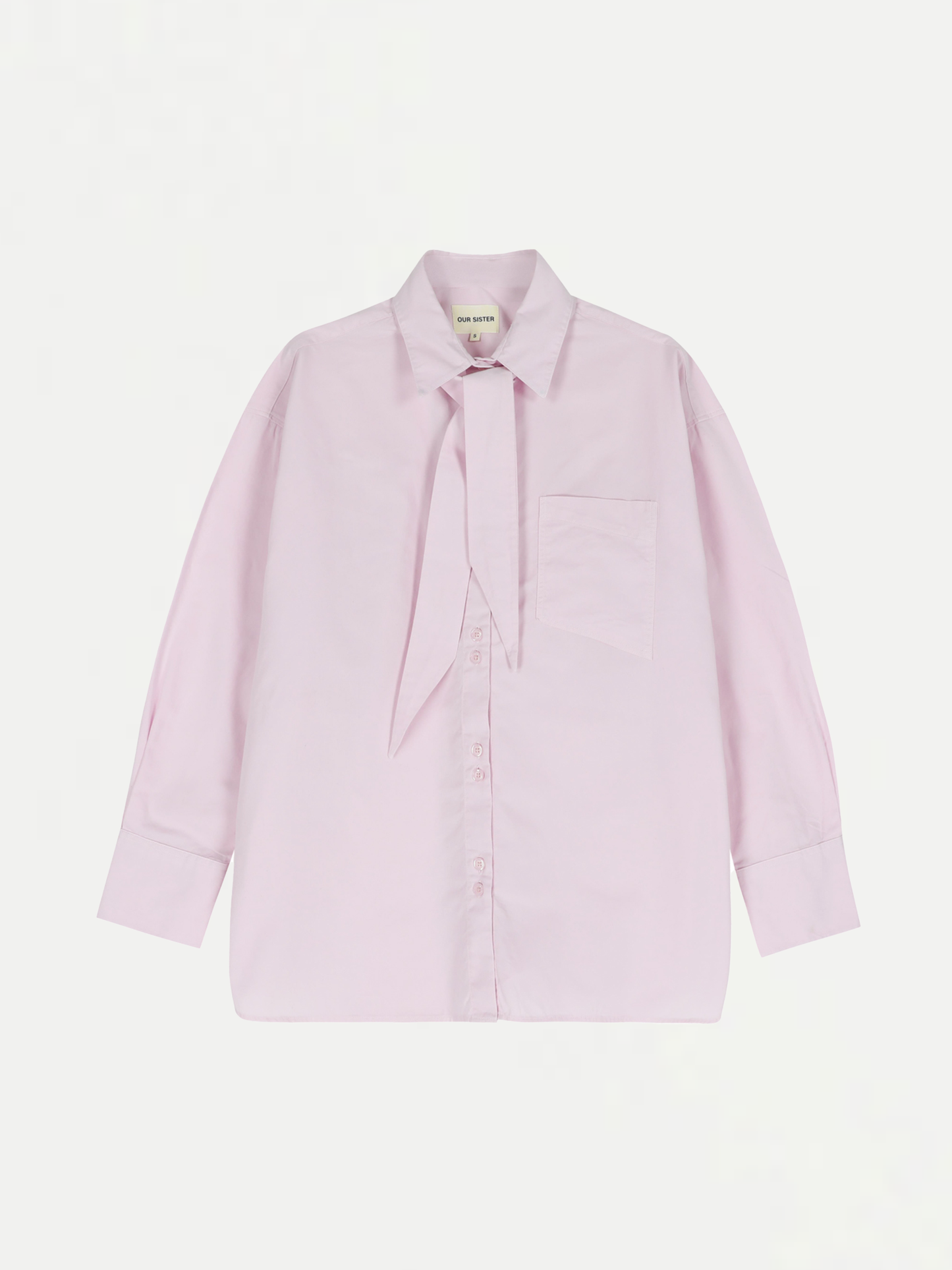 Tally Neck Tie Boyfriend Shirt - Pink