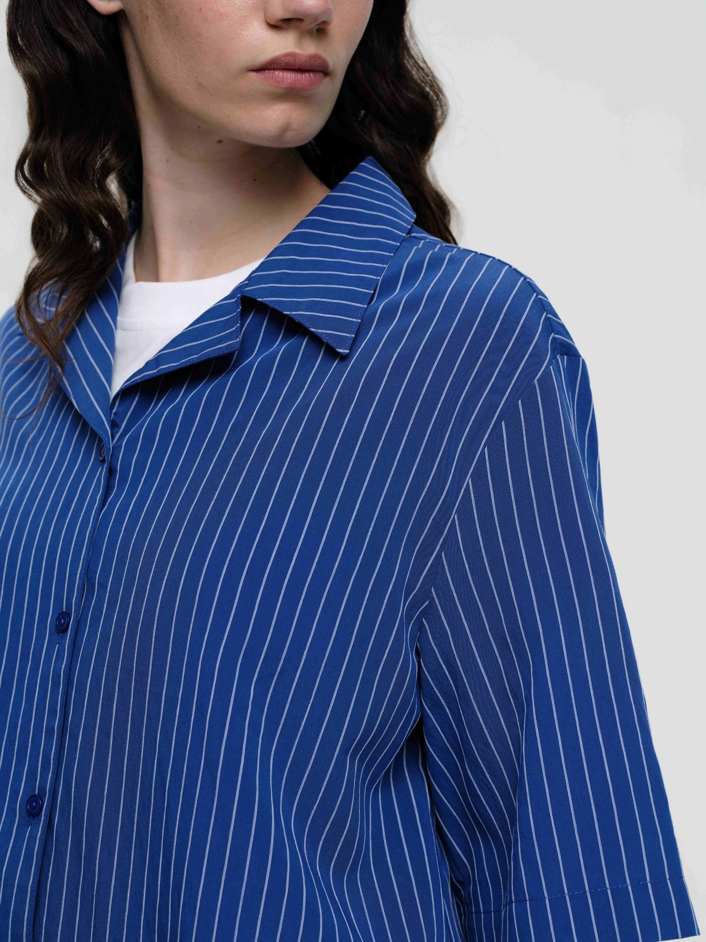Tulla Open Collar Shirt - Electric Blue