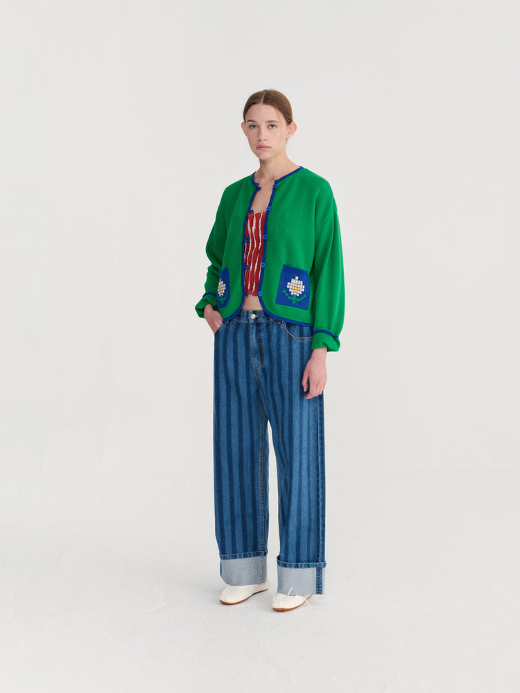 Wide Leg Pants - Striped