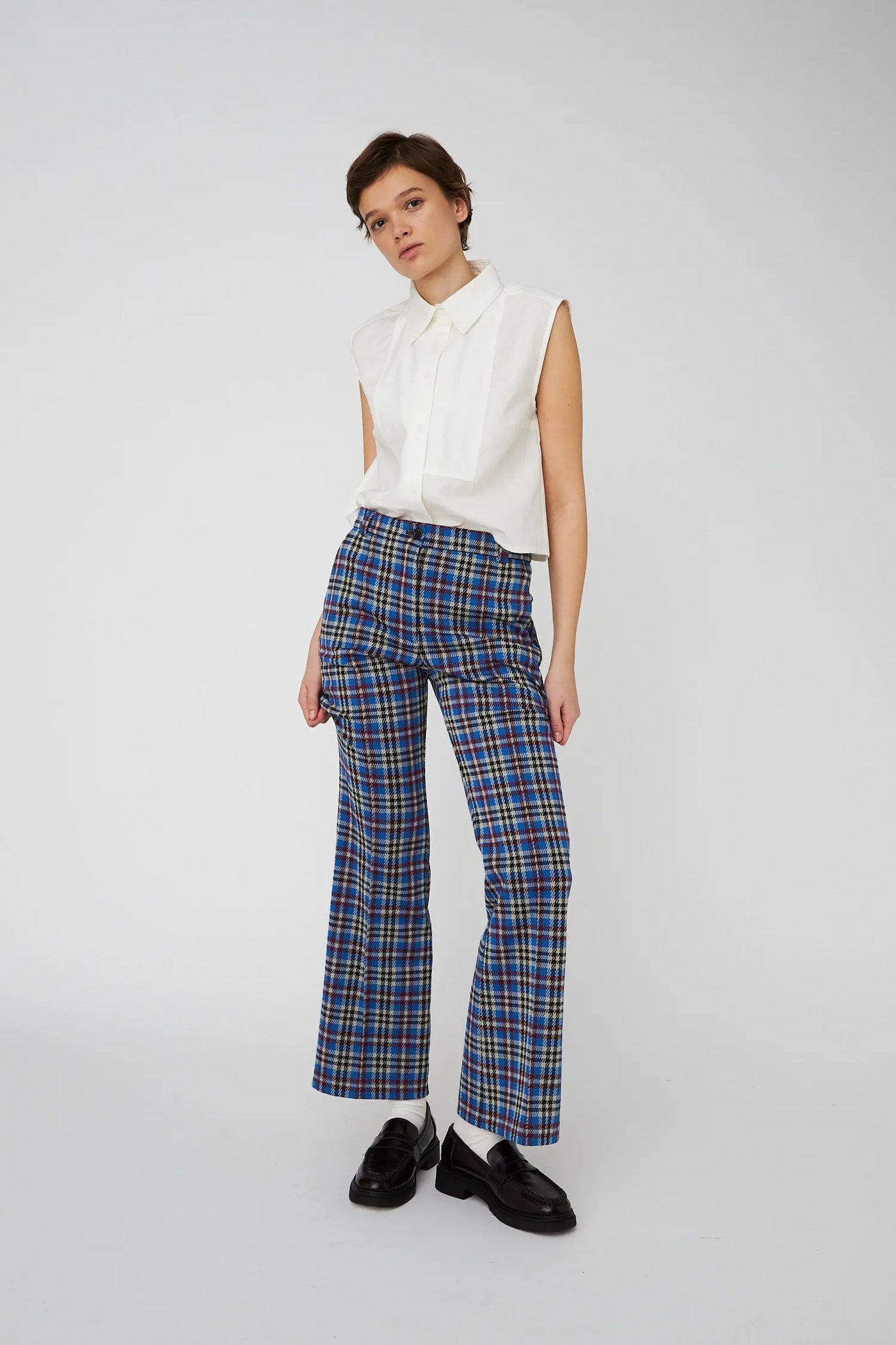Checked Flared Pants - Multi Checks