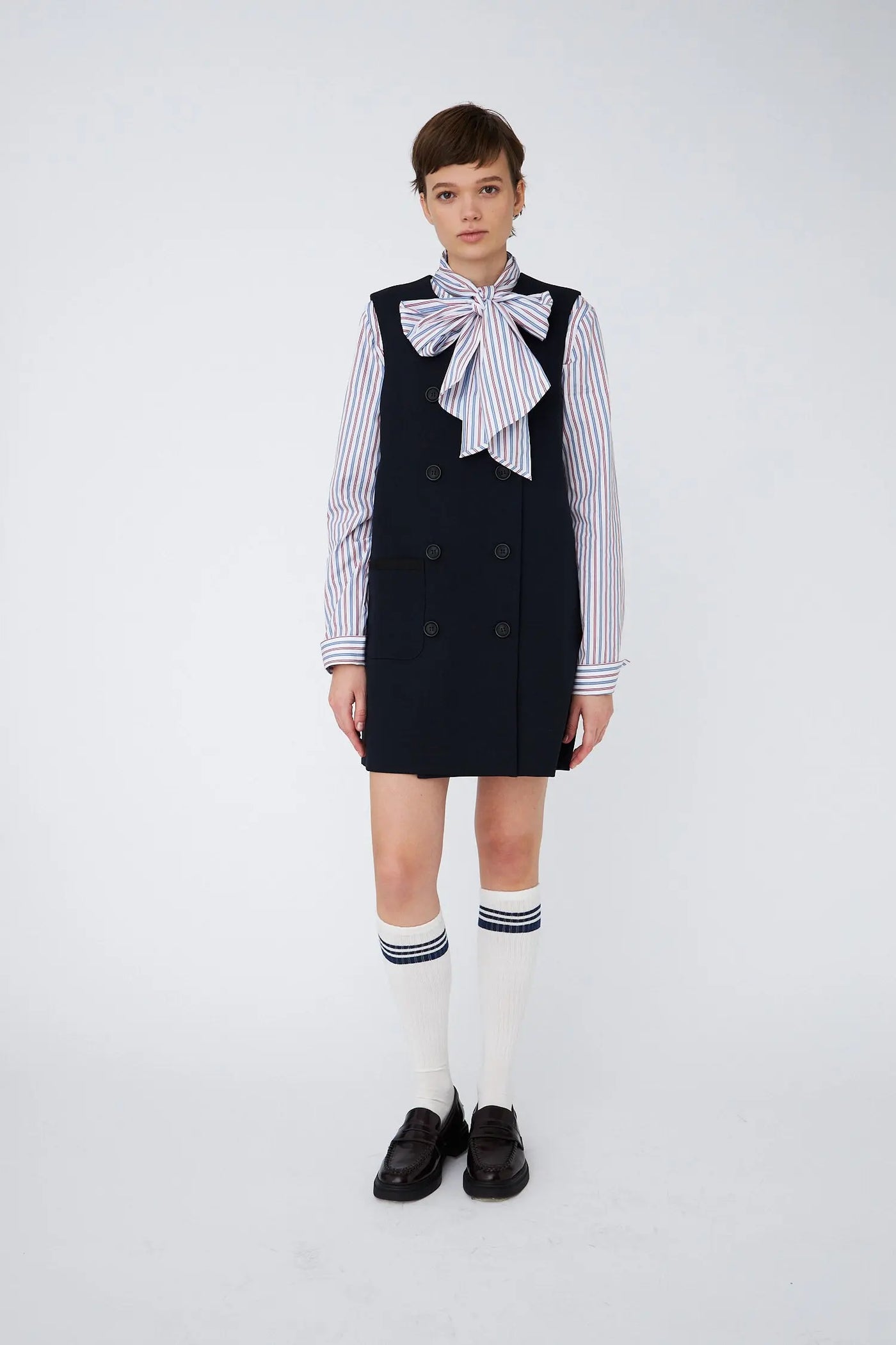 Double Breasted Mini Dress - Navy