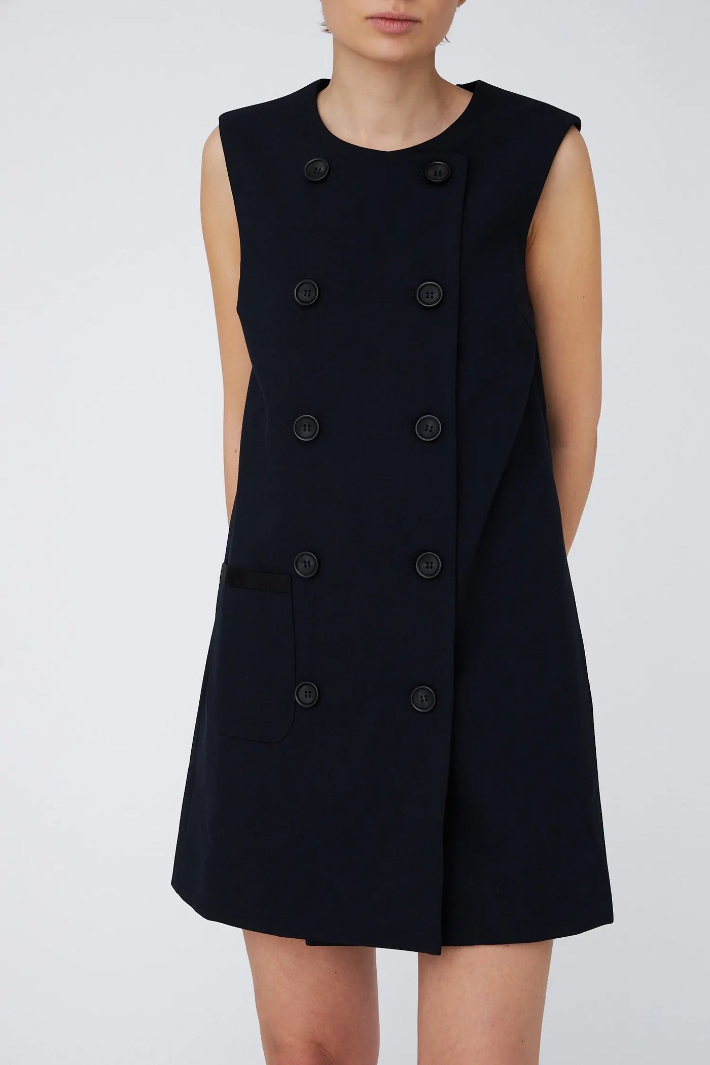Double Breasted Mini Dress - Navy