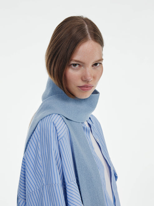 Mini Soft Wool Scarf - Soft Blue Marl