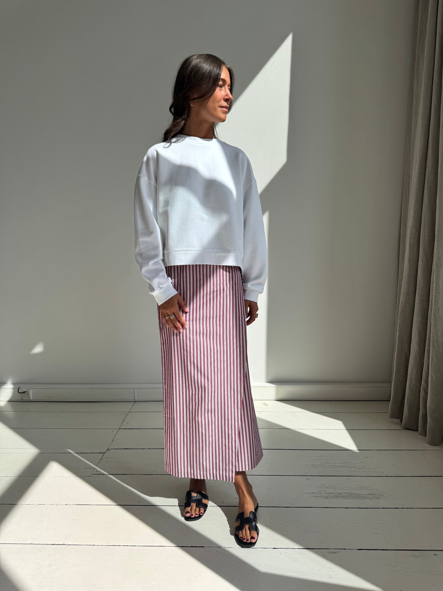 Pixie Wrap Skirt - Pink/Burgundy Stripes