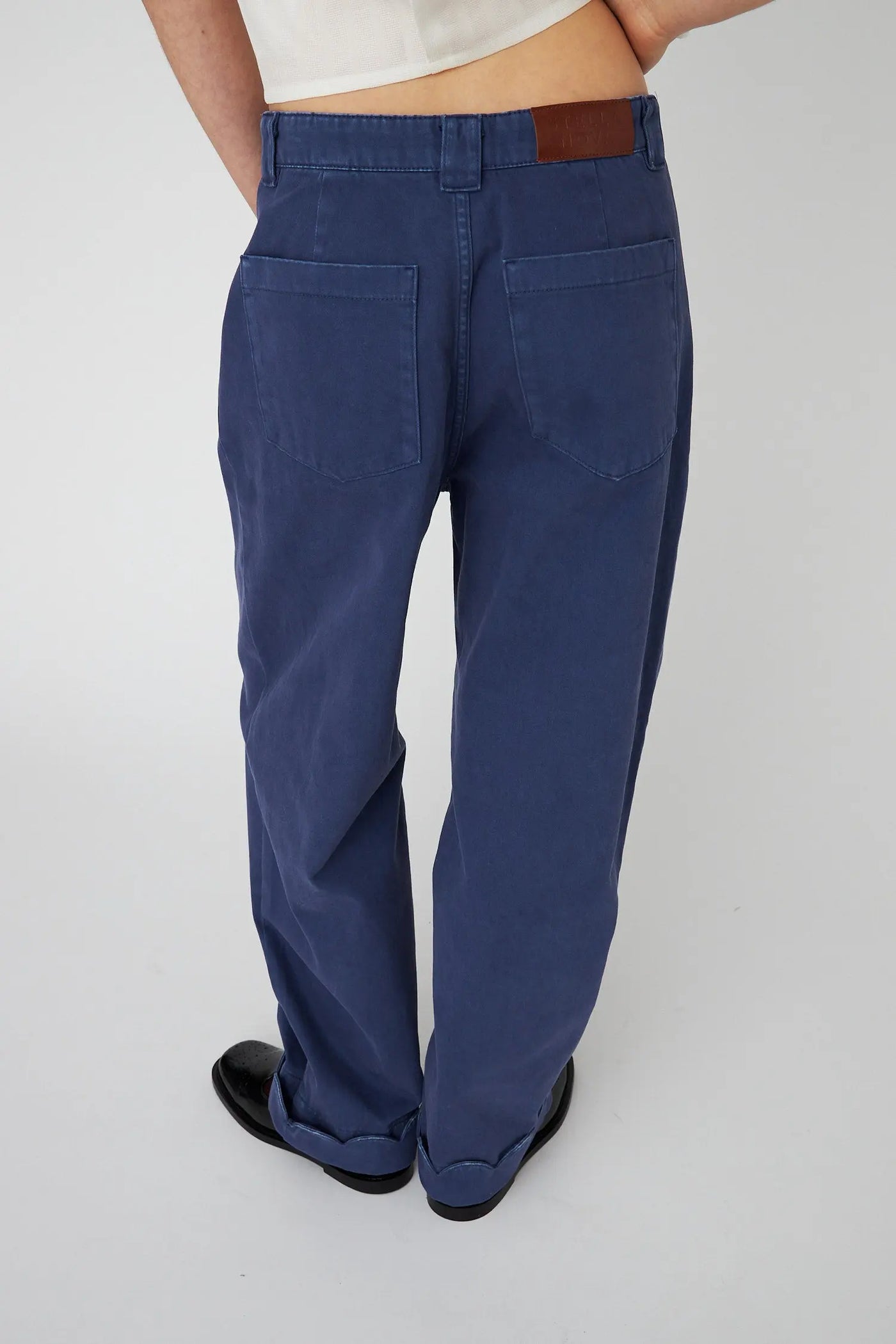 Cotton Pants with Scallop Edge - Dust Blue