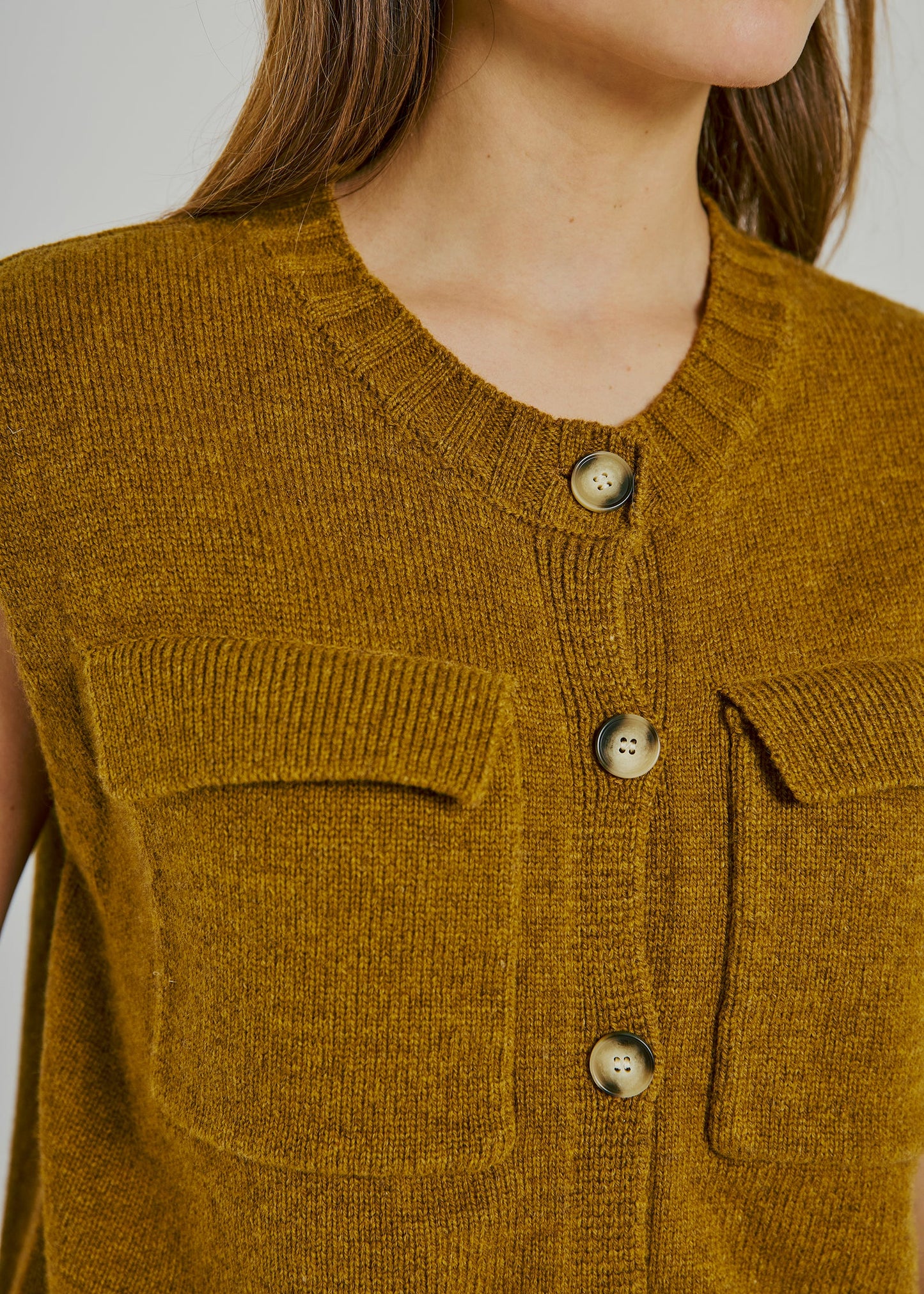 Lucinda Wool Knit Waistcoat - Olive