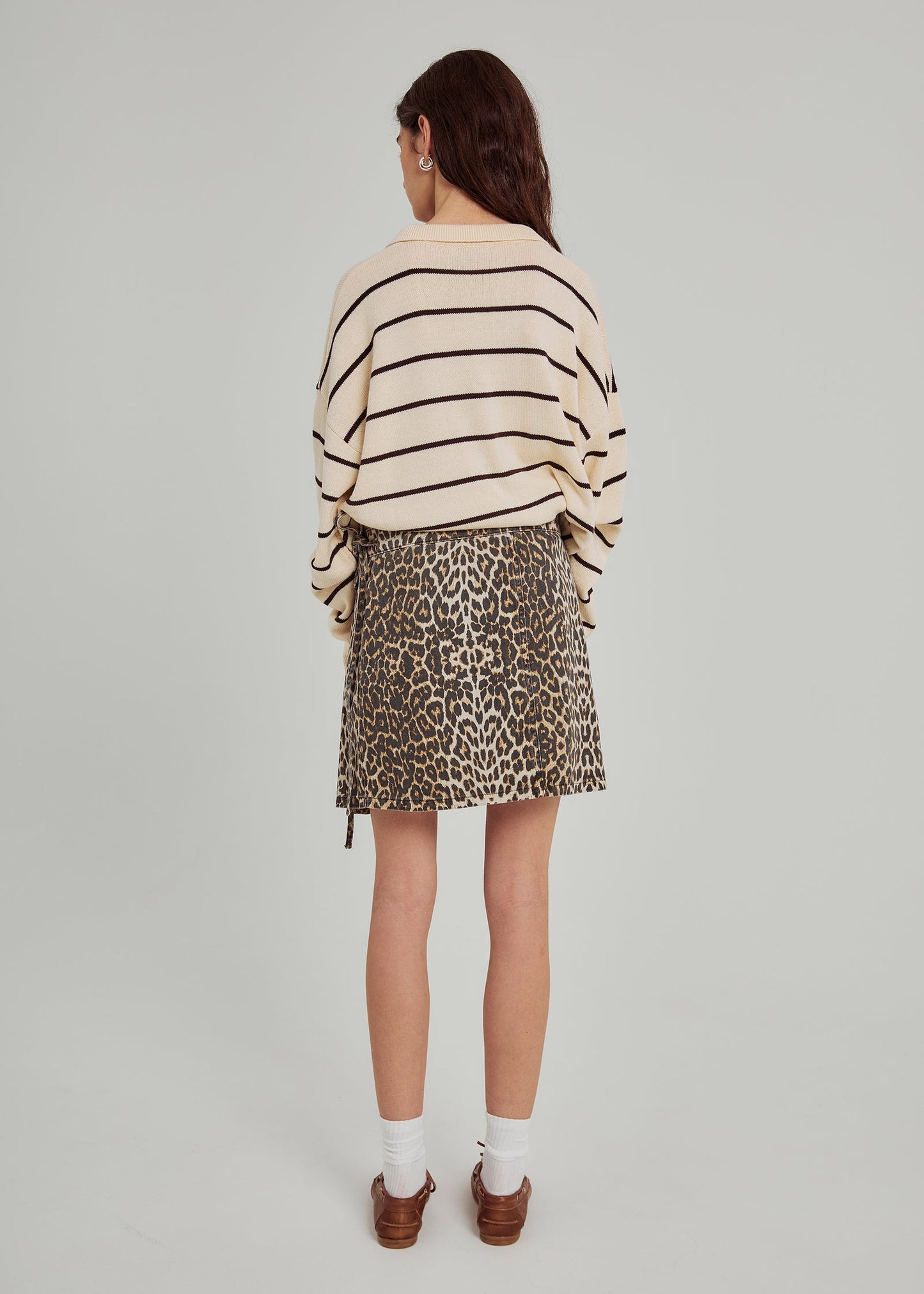 Ninni Tie Denim Skirt - Leo Print