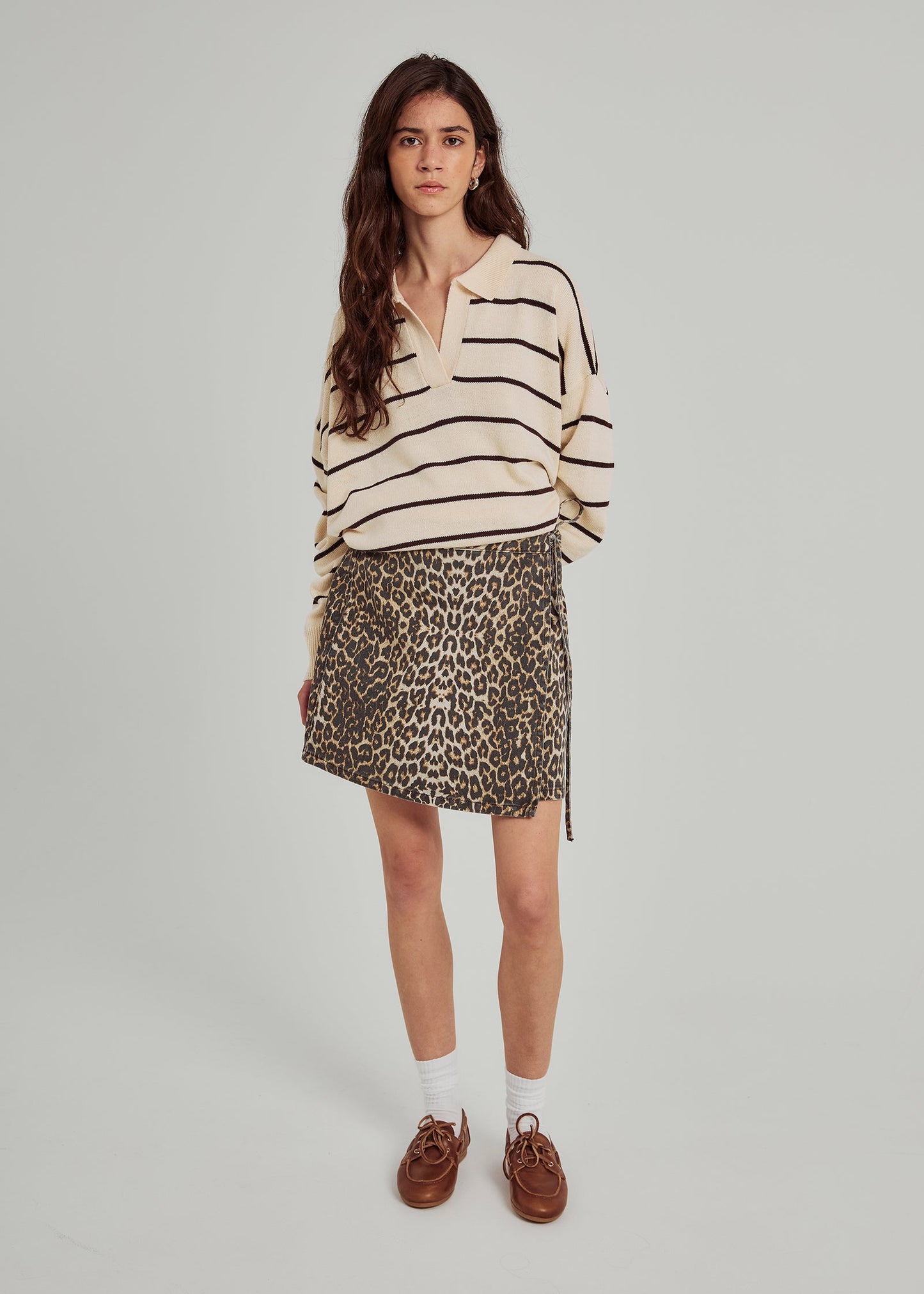 Ninni Tie Denim Skirt - Leo Print