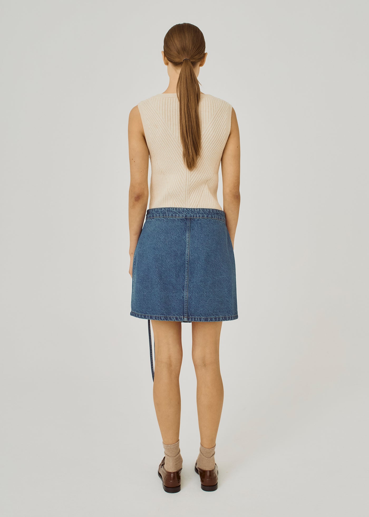 Ninni Tie Denim Skirt - Medium Blue Denim