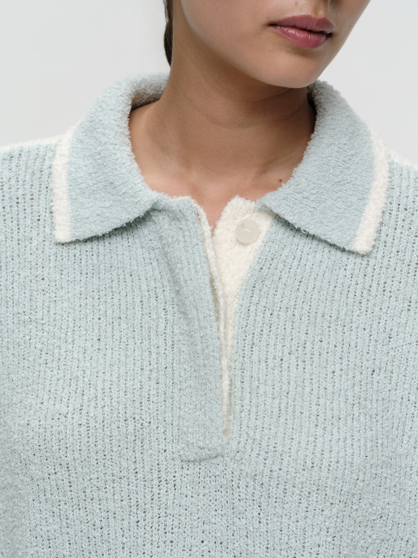 Kayar Longsleeve Boucle Polo - Light Blue