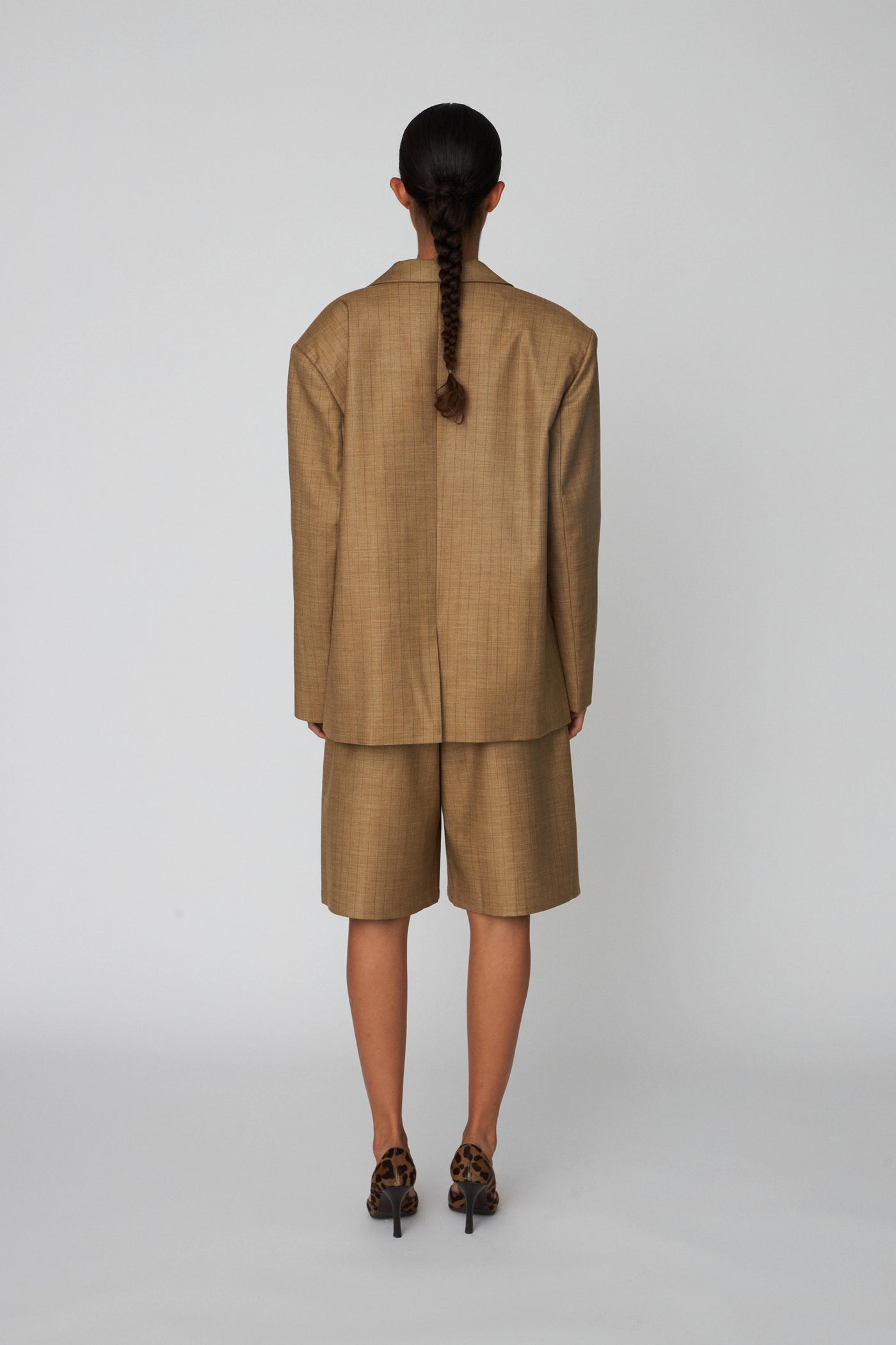 Pin Striped Blazer - Khaki