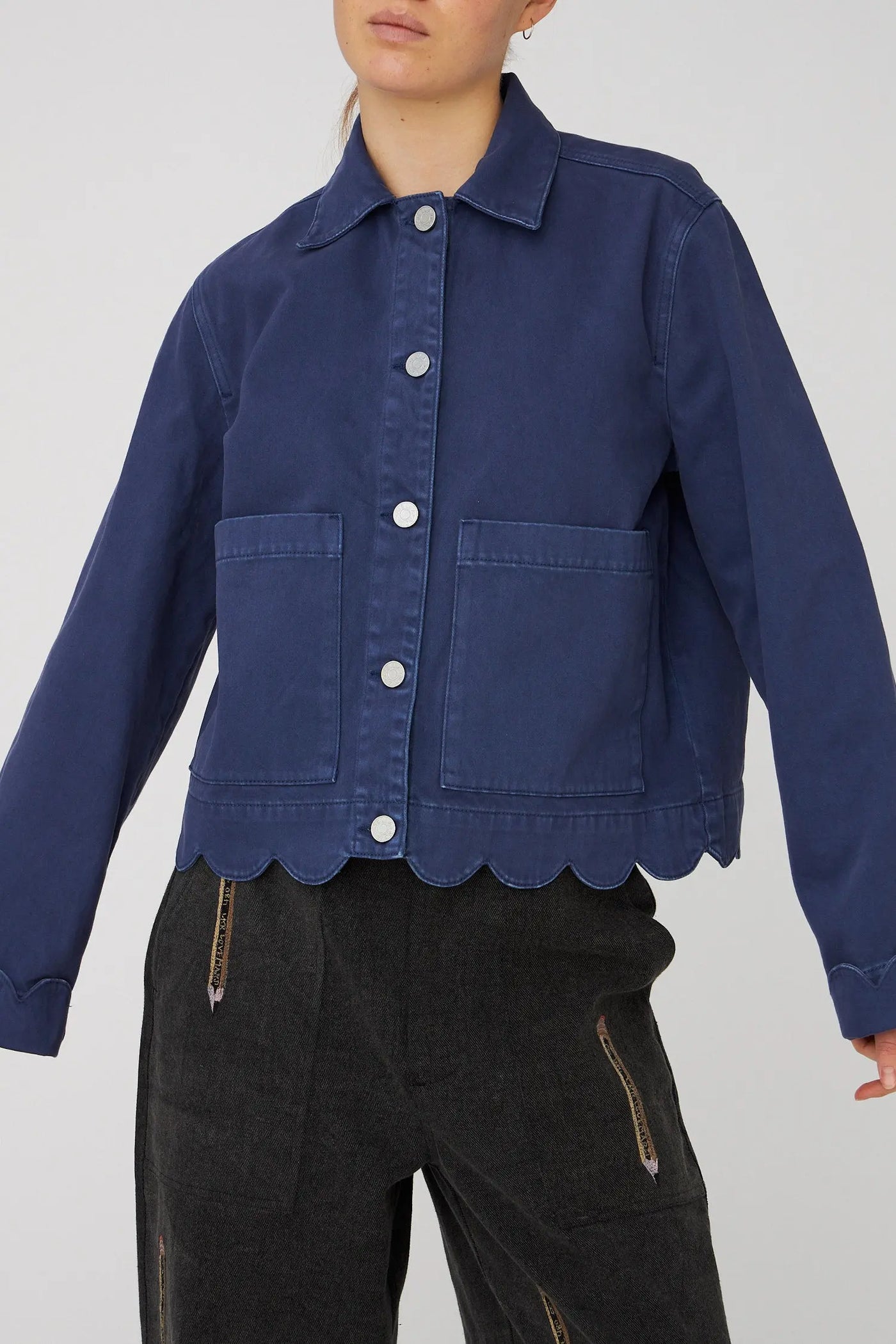 Shirt with Scallop Edge - Dust Blue