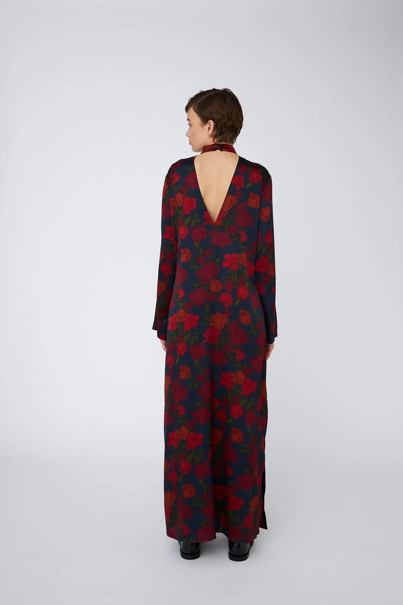 Silk Maxi Dress - Flower Forest