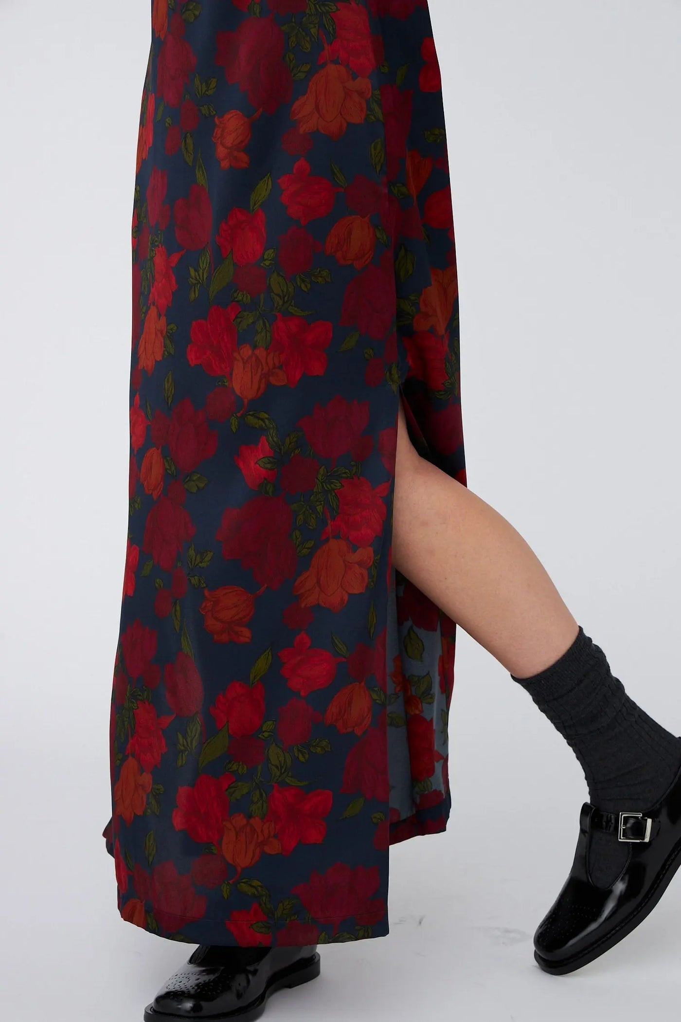 Silk Maxi Dress - Flower Forest