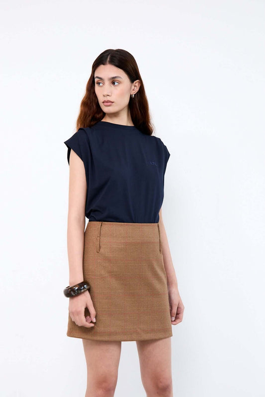 Maggie Mini Skirt - Camel Prince of Wales