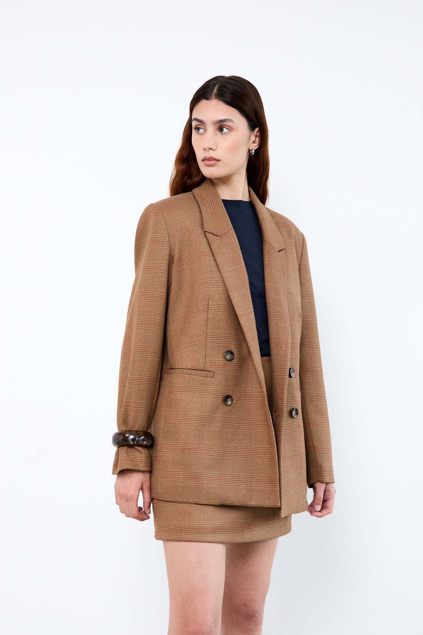 Maggie Mini Skirt - Camel Prince of Wales