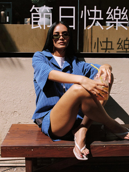 Tulla Open Collar Shirt - Electric Blue