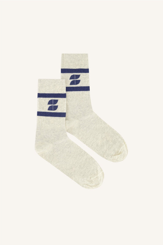 Logo Sparkle Grey Socks - Navy