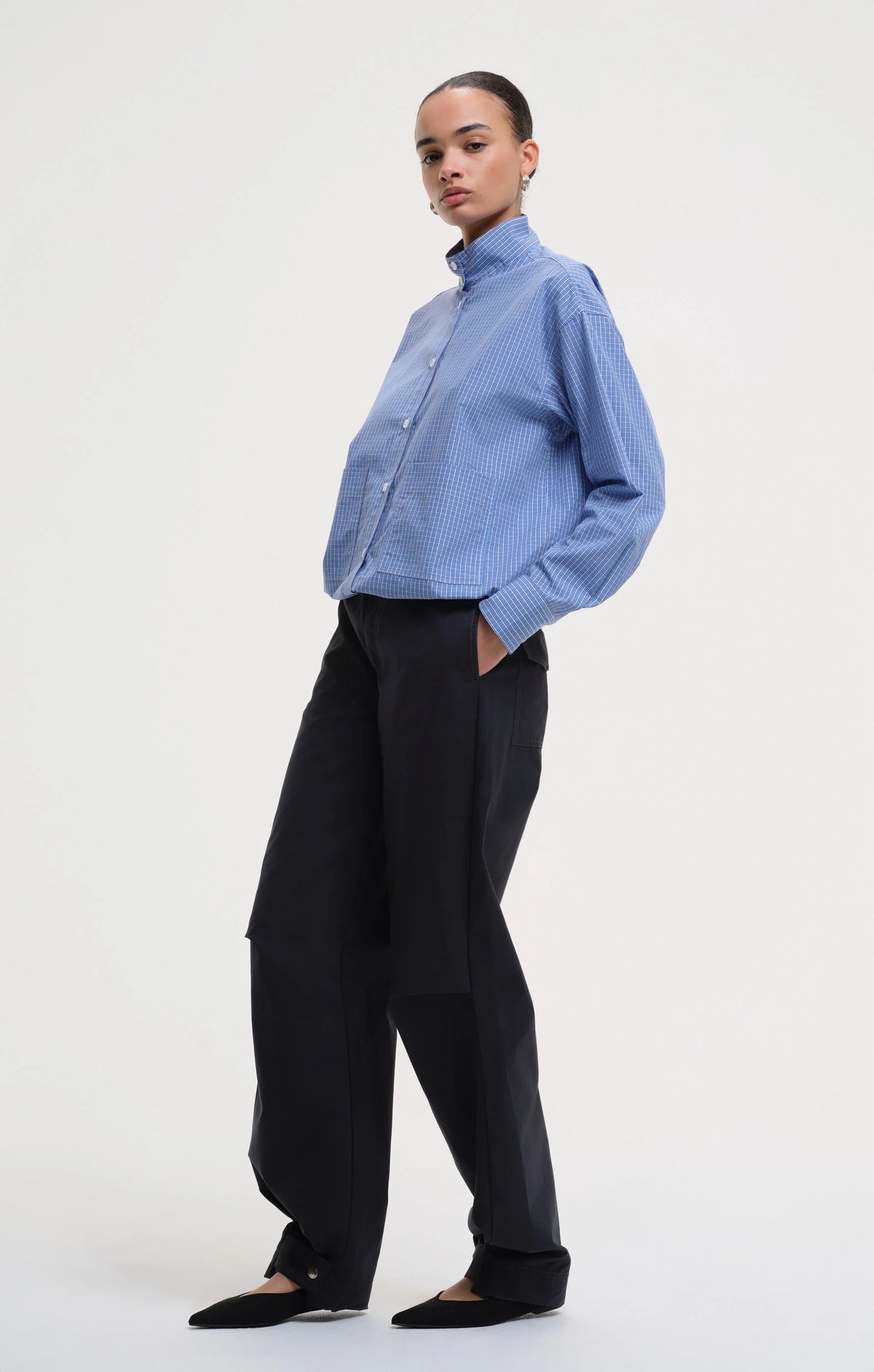 Tasia Drawcord Shirt - Light Blue