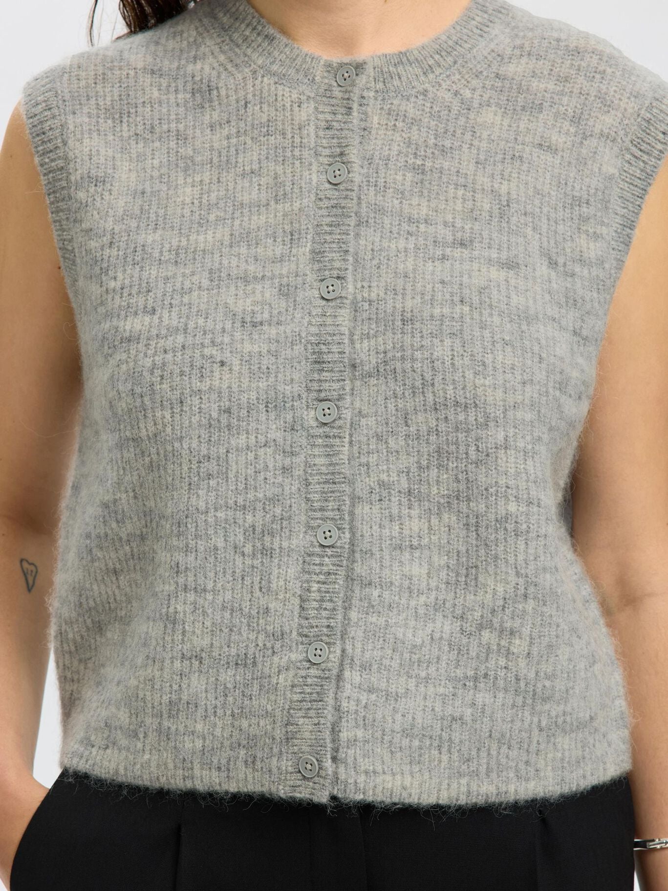 Lulu Button Vest - Light Grey