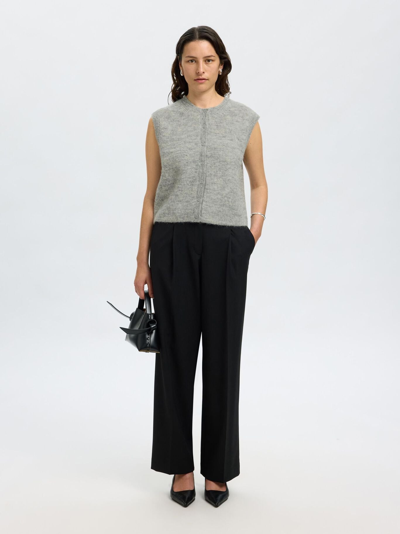 Lulu Button Vest - Light Grey