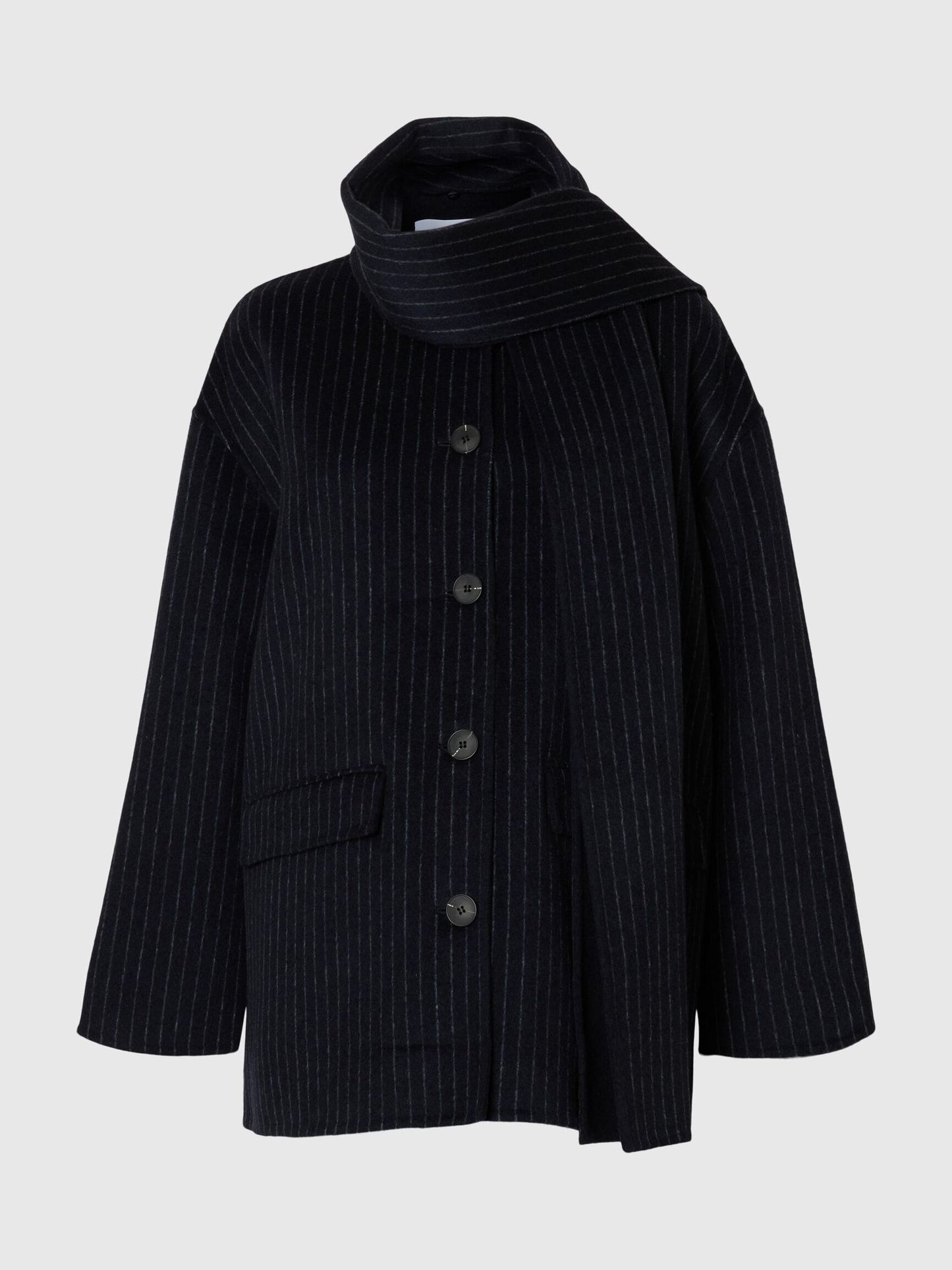 Pam Scarf Pin Stripe Jacket - Dark Sapphire