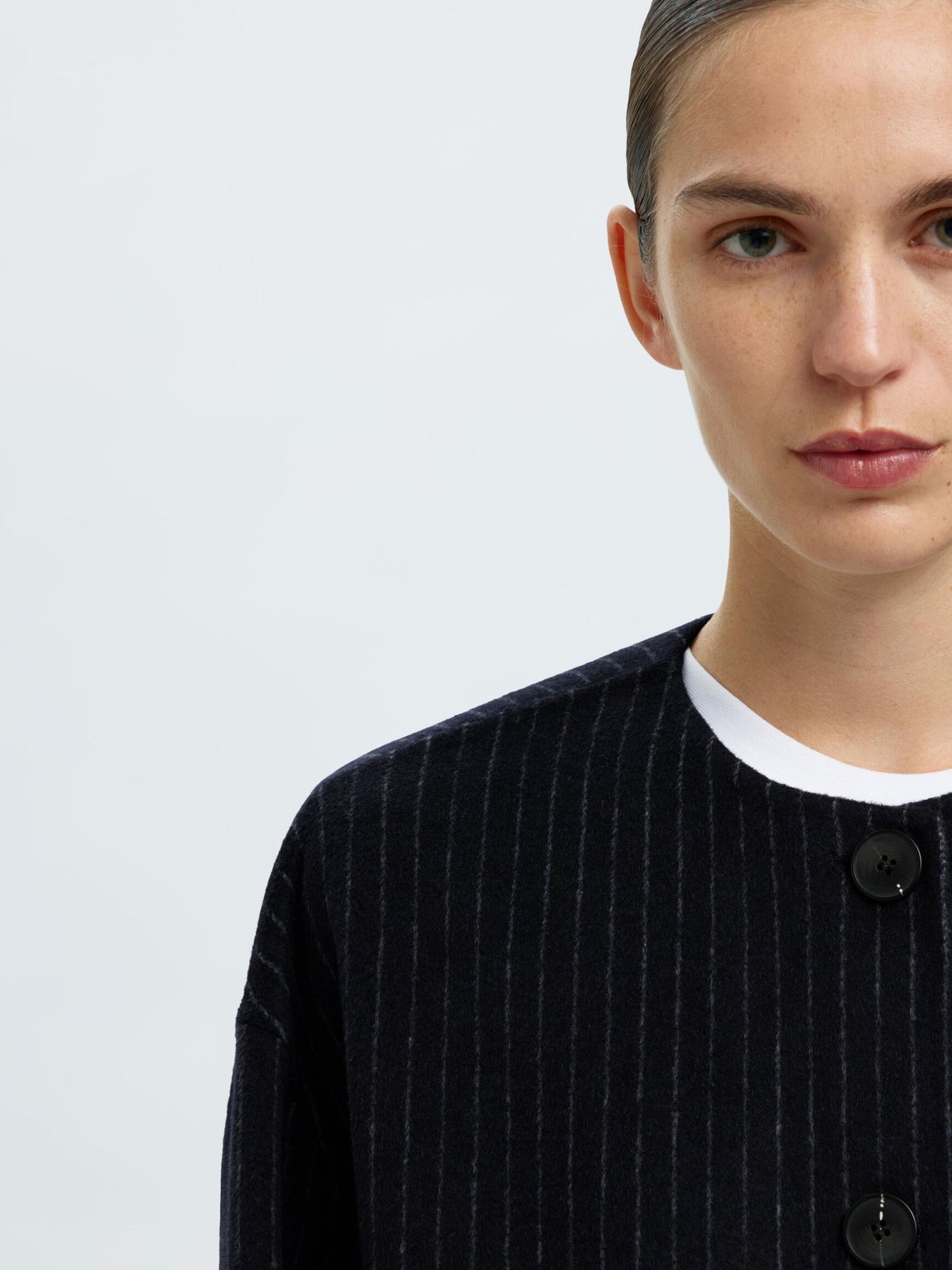 Pam Scarf Pin Stripe Jacket - Dark Sapphire