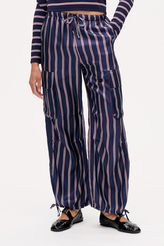 Nasreen Pants - Navy Plum Stripe