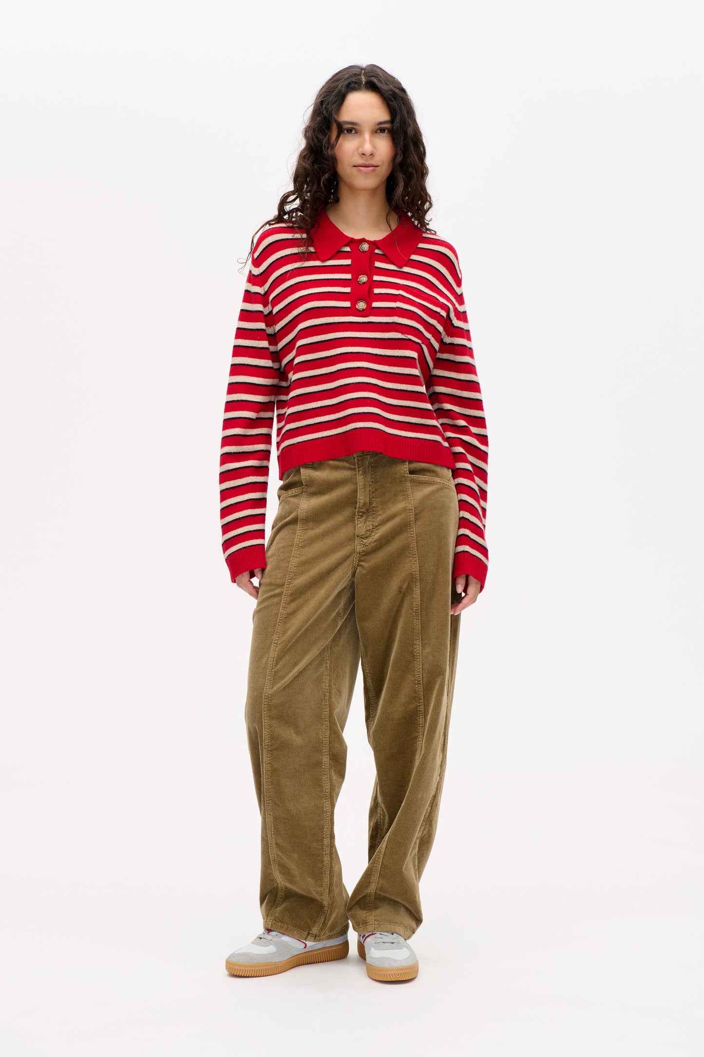 Cori Knit - Crimson Red Stripe