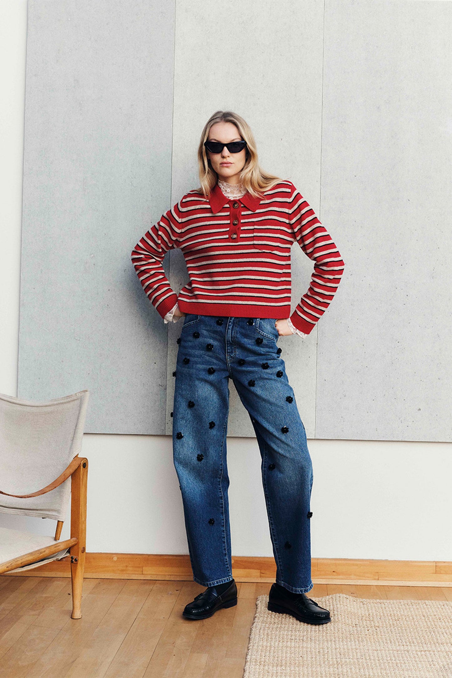 Cori Knit - Crimson Red Stripe