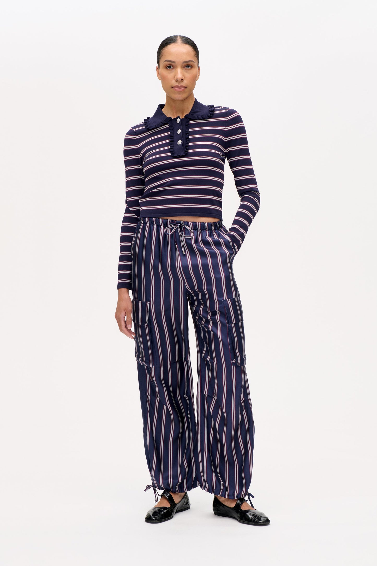 Catarin Polo - Navy Plum Stripe