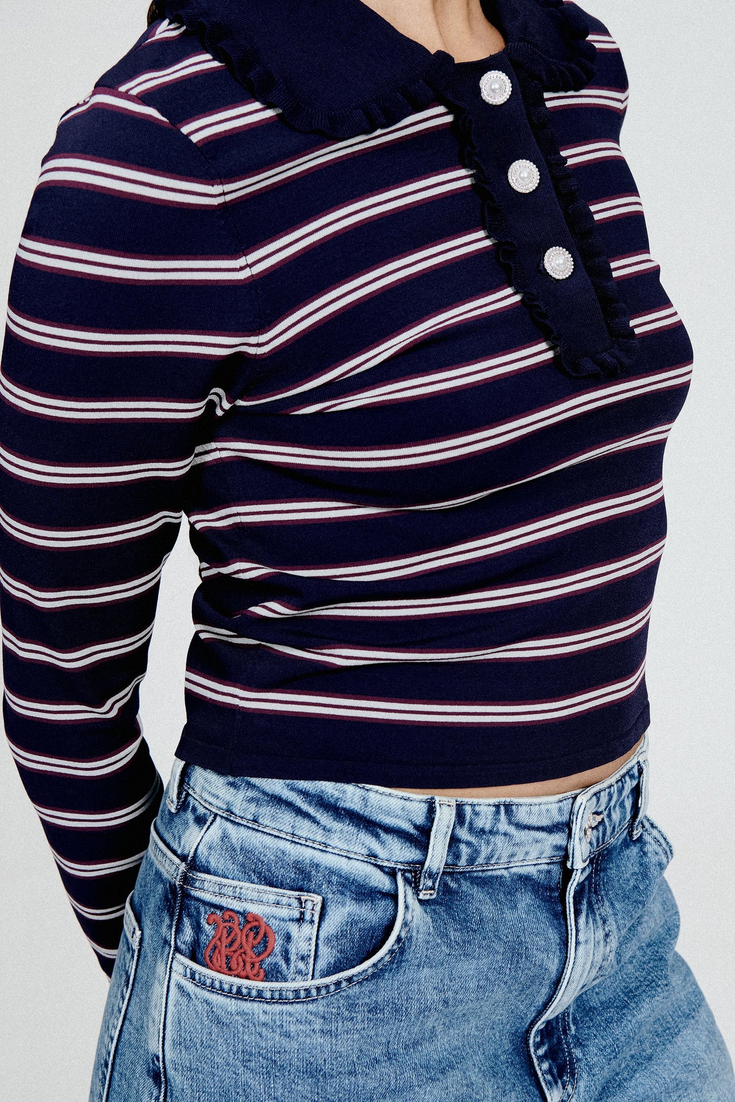 Catarin Polo - Navy Plum Stripe