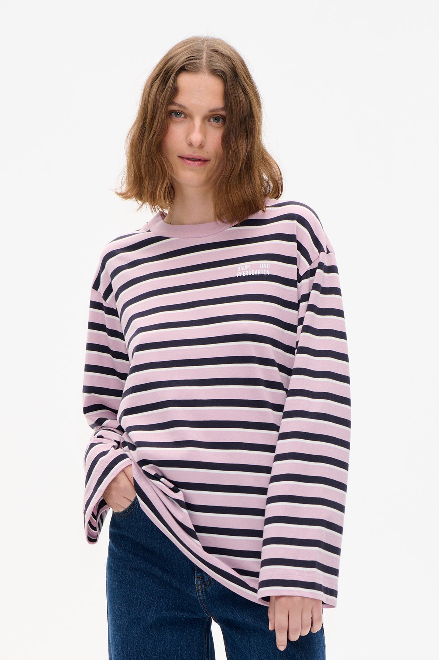 Jeevana T- Shirt - Dawn Pink Stripes