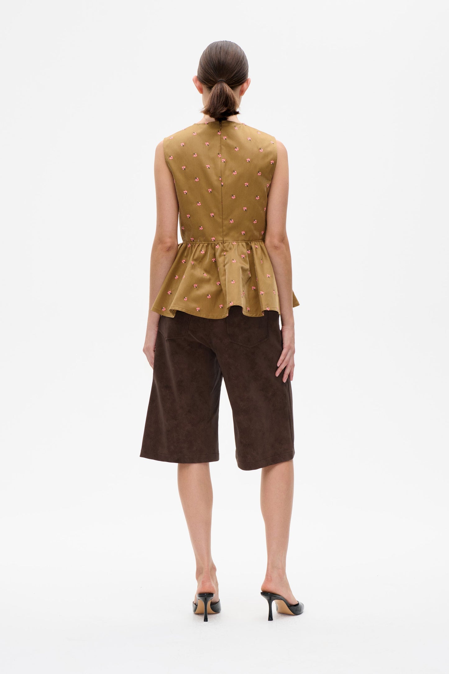 Marlen Top - Brown Rose Flower