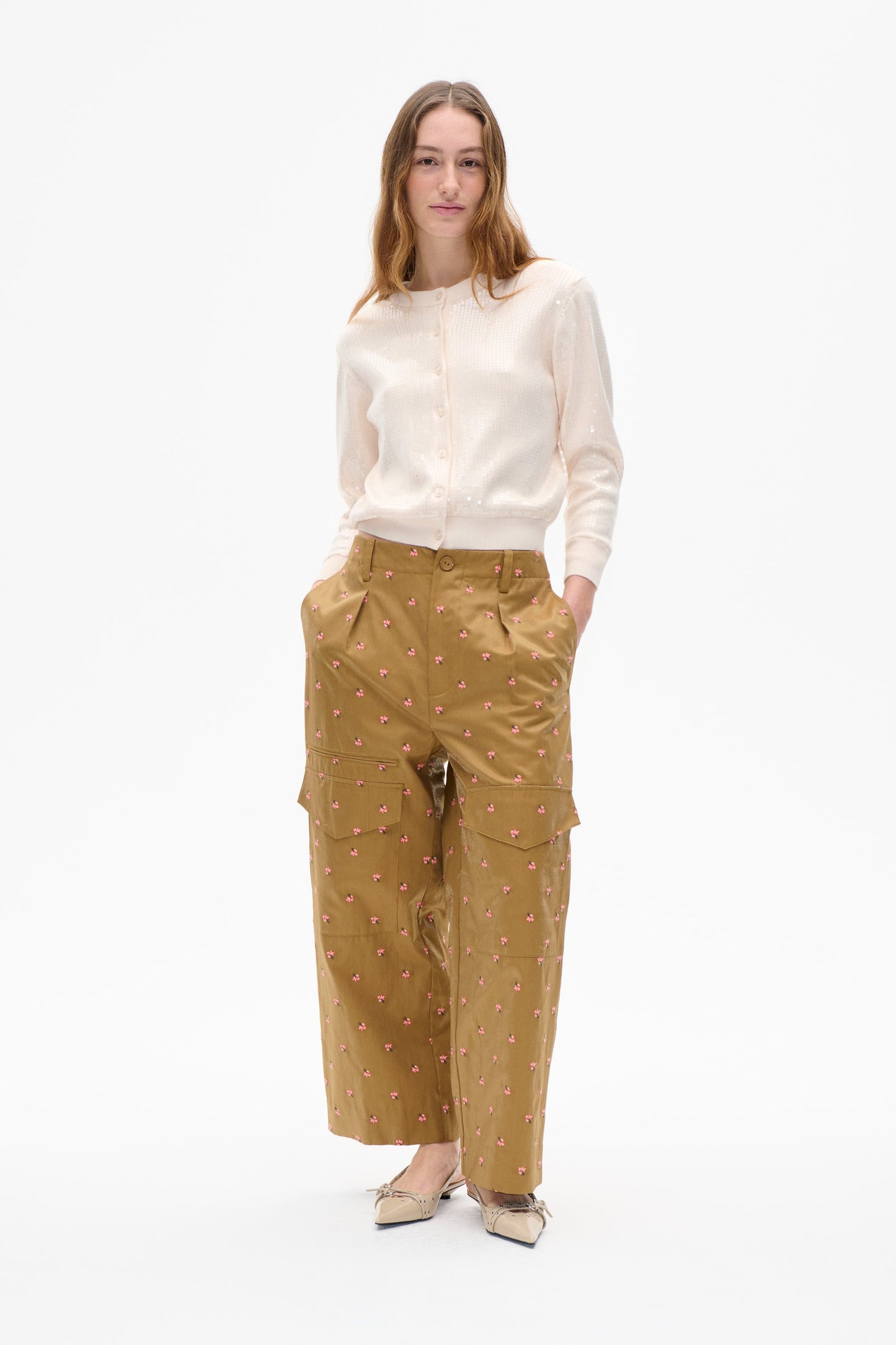 Neria Pants - Brown Rose Flower