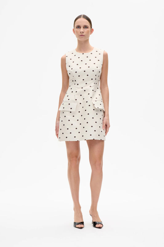 Amayah Dress - Egret Cream Dot