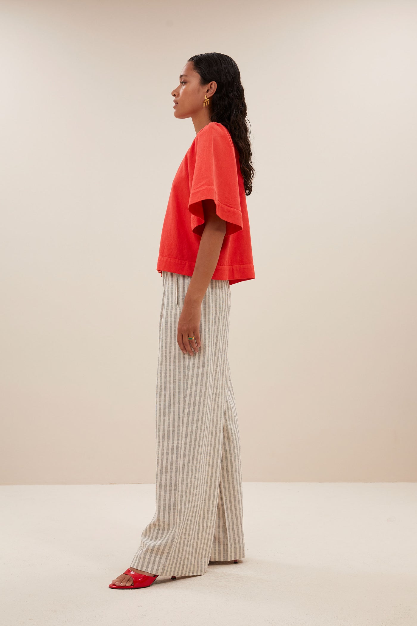 Olivia Twill Blouse - Poppy Red