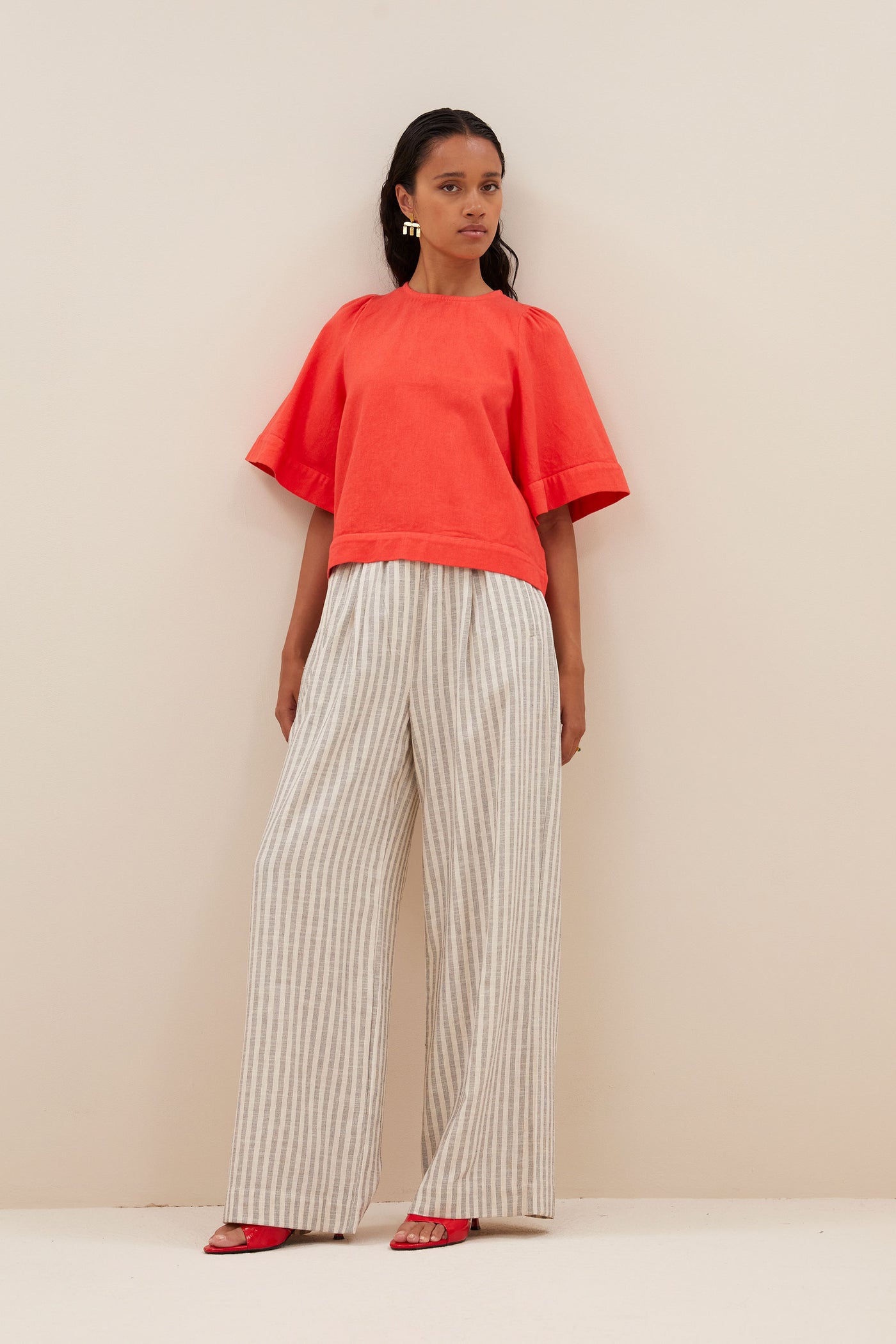 Olivia Twill Blouse - Poppy Red