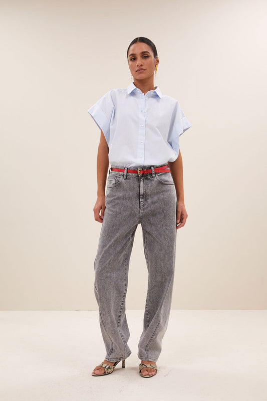 Pixie Chambray Blouse - Light Blue